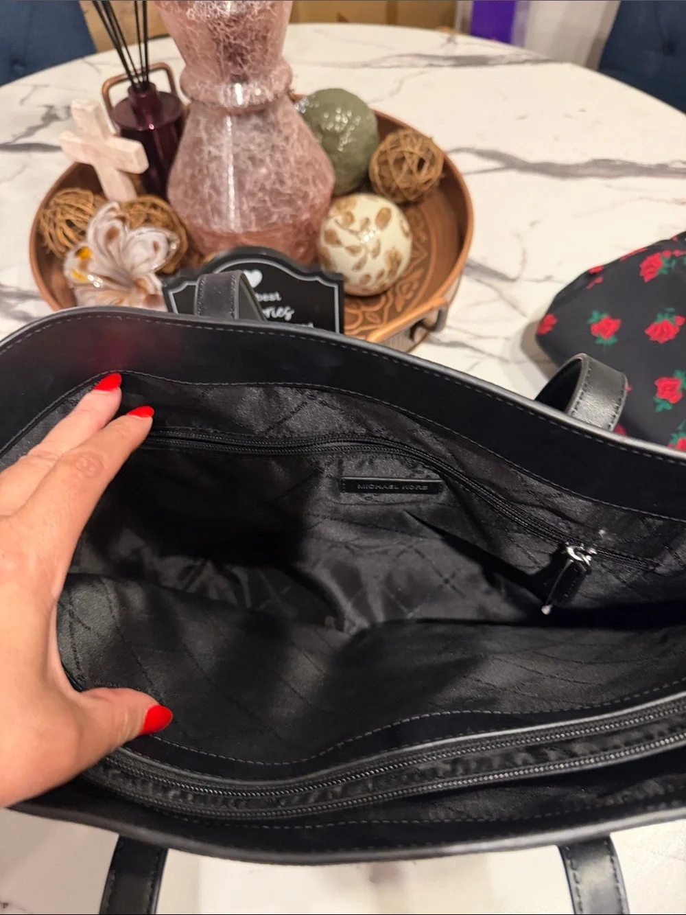 Michael Kors Black Pebbled Leather Carryall Tote